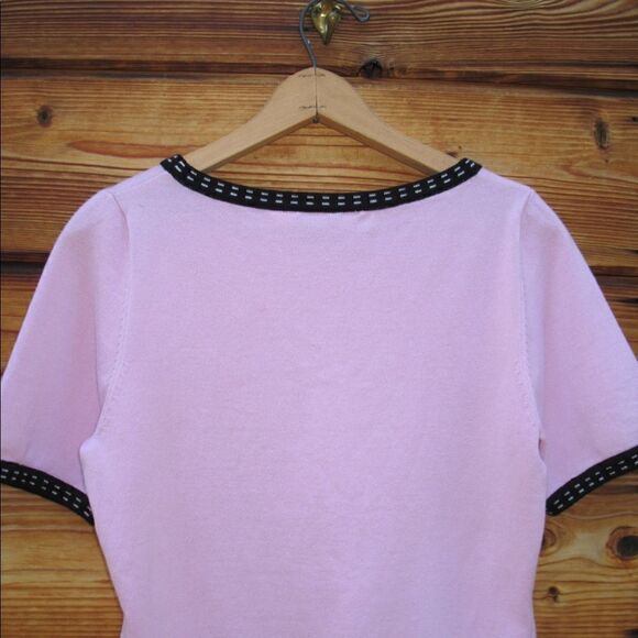 Pink Black Short Sleeve Sweater Top - Picture 6 of 7